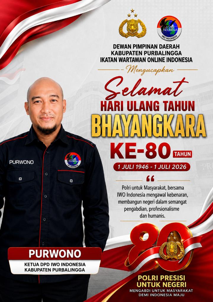 DPD IWO Indonesia Kabupaten Purbalingga Sampaikan Ucapan Selamat Hari Bhayangkara ke-80, Perkuat Sinergi dengan Polri